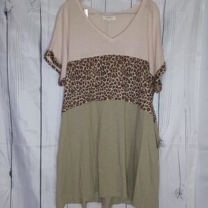 Leopard Print Color Block Dress